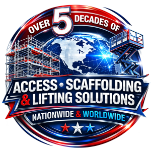 Access International over 5 decades of access, scaffolding and lifting solutions logo