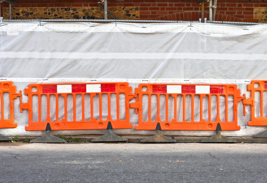 Construction site plastic barriers and fences