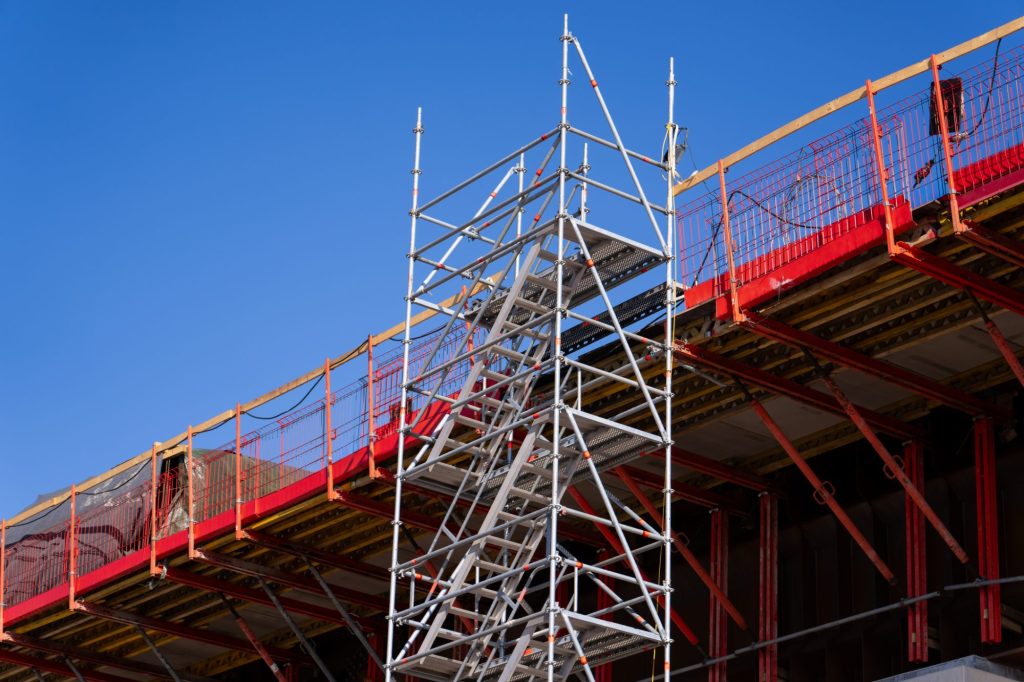 Multiple storey steel stairway scaffold tower